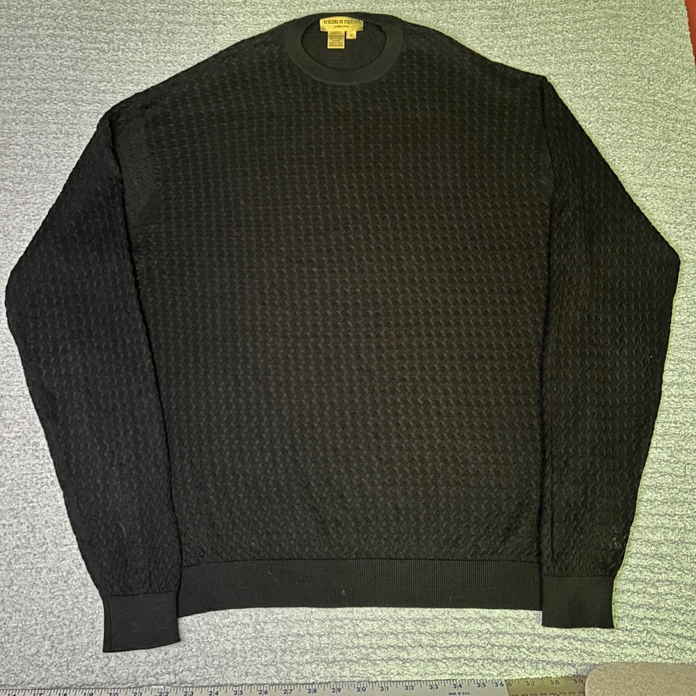 Tricots St Raphael Sweater Silk Cotton Basketweave L Black Quiet Luxury Knit